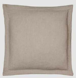 LEVTEX HOME WASHED LINEN NATURAL EUROPEAN Pillow King SHAM WITH FLANGE Grey